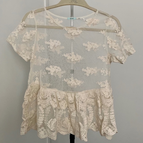Urban Outfitters - Off White/Cream Peplum Top - XS - Picture 1 of 4